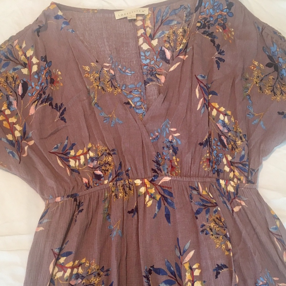 Beautiful Long Lavender Floral Wrap Dress